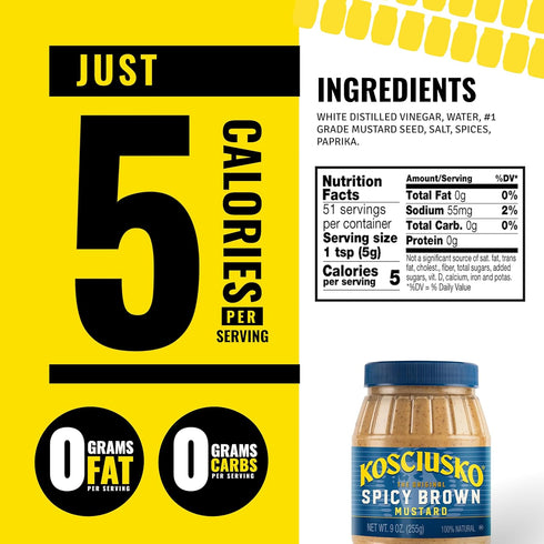 9 oz, Kosciusko, Spicy Brown Mustard, The Original Spicy Brown