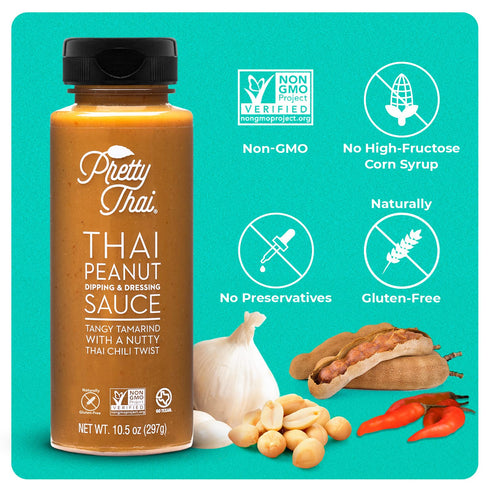 Pretty Thai Peanut Sauce, Gluten Free, Non-GMO, Vegan, Authentic Stir Fry, Dressing, Rice Seasoning, 100% Natural