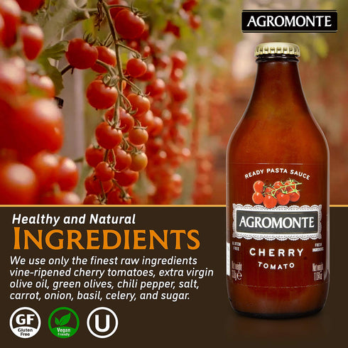 Agromonte Authentic Italian Cherry Tomato Pasta Sauce (Classic) - 11.64oz (2 Pack) - Certified Kosher, Gluten-Free