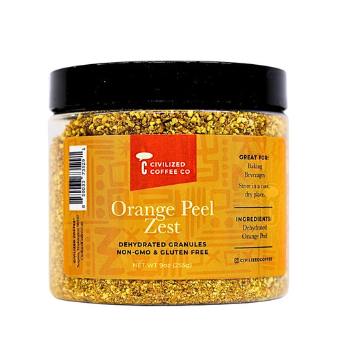Civilized Coffee Orange Peel Zest Dehydrated Granules for Baking & Drinks, Non-GMO & Gluten Free Jar (9 oz)