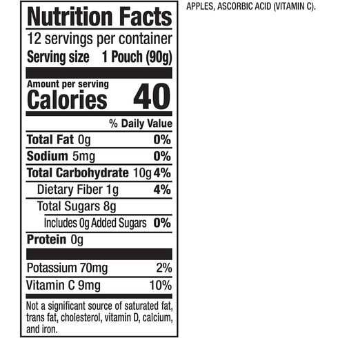 3.2 Oz 48 Count (4 Packs 12), Mott's No Sugar Added Applesauce, Clear Pouches, Of Good Source Of Vitamin C, No