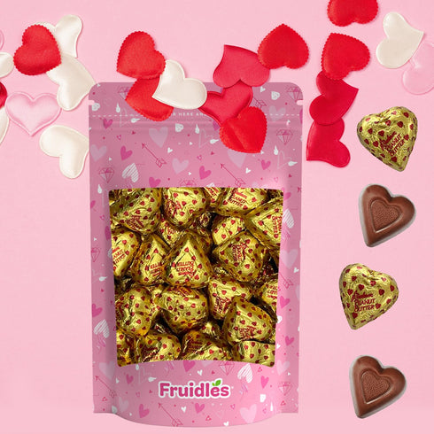 2 Fruidles Valentine's Milk Peanut Butter Chocolate Hearts, Kosher Certified Dairy, Pounds