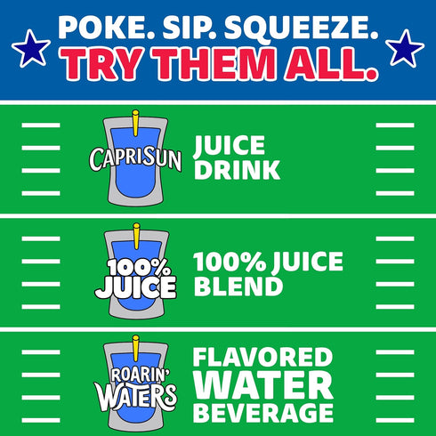 10 6 oz Capri Sun Game Day Gulp Juice Drink Blend Juice Boxes, Pouches, For School Lunches and Tailgates, All Natural
