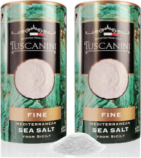 Tuscanini Premium Italian Fine Sea Salt, 16oz Tube (2 Pack) | Authentic