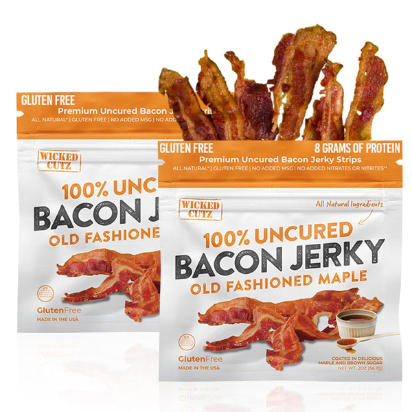 Old Fashioned Maple Bacon Jerky, Candied Jerky with 16g Protein Per Bag,