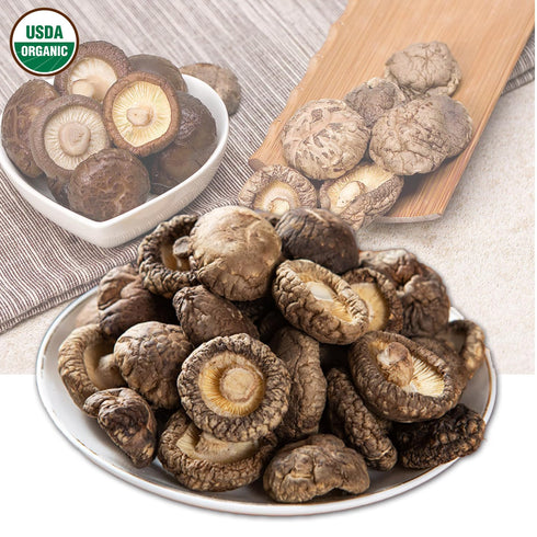 4.23oz, 120g VIGOROUS MOUNTAINS USDA Organic Dried Shiitake Mushrooms Dry Dehydrated Mushrooms for Cooking