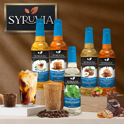 25.4 oz. 0 Syruvia Sugar-Free Cookie Butter & Sugar-Free Pistachio Syrup - fl Premium Coffee Flavoring Syrup. Calories