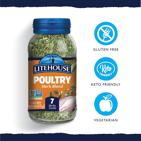 Litehouse Freeze Dried Poultry Herb Blend - Organic, Non-GMO, Gluten-Free Seasoning, 0.46 Ounce 2-Pack