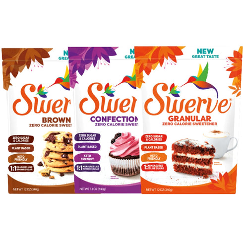 Swerve Sweetener Granular, Brown and Confectioners Baker's Trio - Sugar Substitute, Zero
