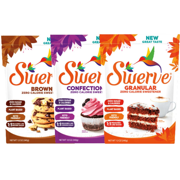 Swerve Sweetener Granular, Brown and Confectioners Baker's Trio - Sugar Substitute, Zero