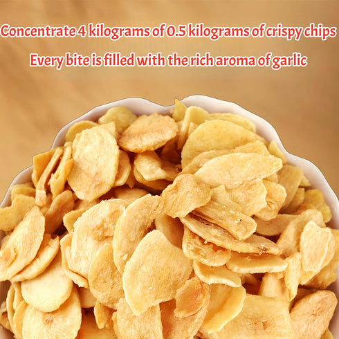 GXXDMZAQ 320g 100% Crispy Garlic Chips - Fried Garlic Flakes for Topping Pizza, Pasta, Salad | Real Slices, Savory