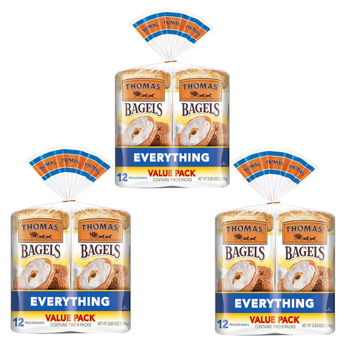 Gourmet Kitchn Thomas' Everything Soft and Chewy 36 Pre Sliced Bagels, Value Pack -