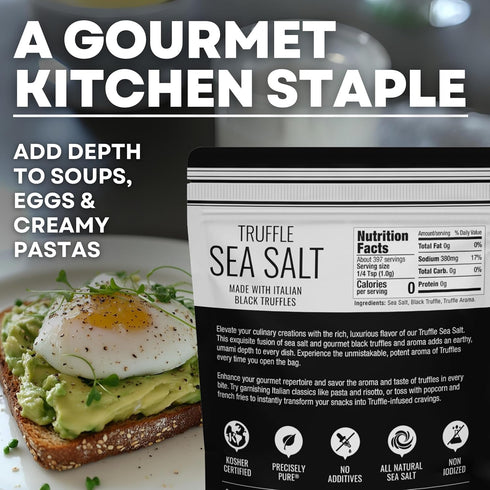 Caravel Gourmet Italian Black Truffle Sea Salt Rich Truffle-Infused Flavor Elevates Dishes Like Soups, Sauces