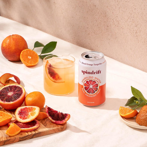 12 Pack 8 Spindrift Sparkling Seltzer Water, Blood Orange Tangerine Flavored, Made with Real Squeezed Fruit, Fluid