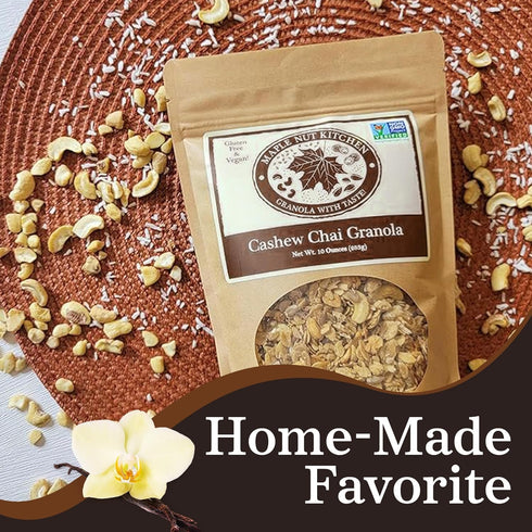 3 Pack Maple Nut Kitchen Gluten Free Chai Granola with Cashews Certified Gluten Free Oats, Shredded Coconut, Sunflower