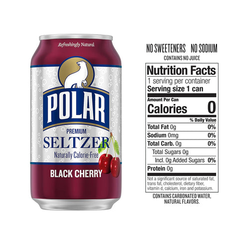 12 oz 24 pack Polar Seltzer Water Black Cherry, fl cans