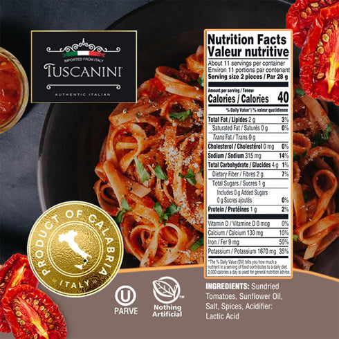 10.6 (2 Pack) Tuscanini Italian Sun Dried Tomatoes in Oil, | Julienne Cut | Nothing Artificial | Kosher | Product
