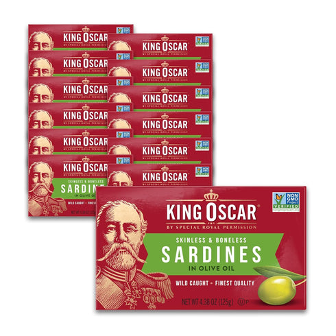 King Oscar Sardines in Olive Oil, 4.38 Ounce Cans (Pack of 12,