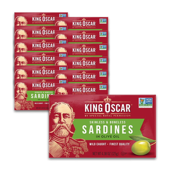 King Oscar Sardines in Olive Oil, 4.38 Ounce Cans (Pack of 12,