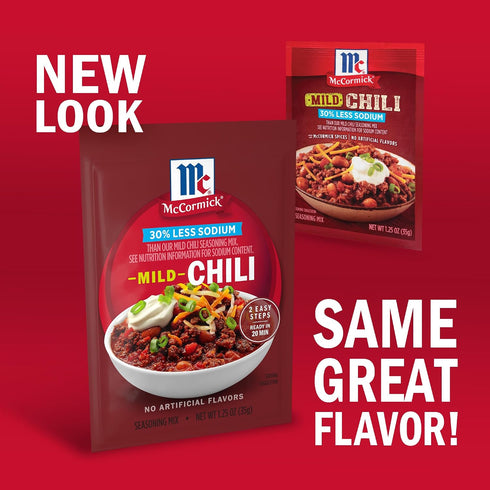 30% 1.25 Oz McCormick, Less Sodium Mild Chili Seasoning Mix