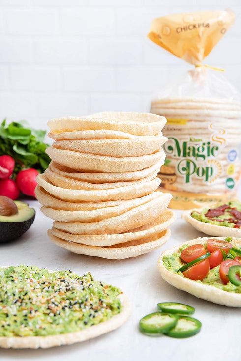 Kim's Magic pop 12 15 Freshly Popped Rice Cakes | Vegan | Chickpea Flavor | Bags | Cakes per Bag | Low Carb, Sugar