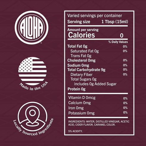 5% 1 Aloha Shoyu - Cider Flavored Vinegar - Acidity Level - Multi-Purpose - No MSG - Made in Hawaii - Gallon