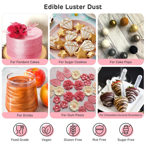 Nomeca Edible Luster Dust, 8 Grams Food Grade Shimmer Gold Cake Dust for Cake Decorating, Baking, Fondant, Chocolate