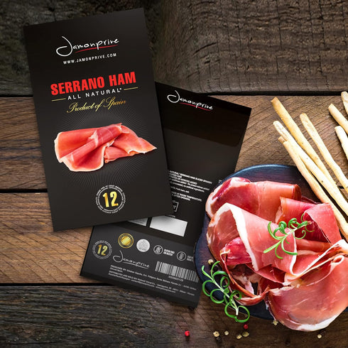 (3oz) (3 oz Pack 1 Spanish Serrano Ham Sliced Dry-Cured - Spanish Jamon Serrano with NO Nitrates or Nitrites all