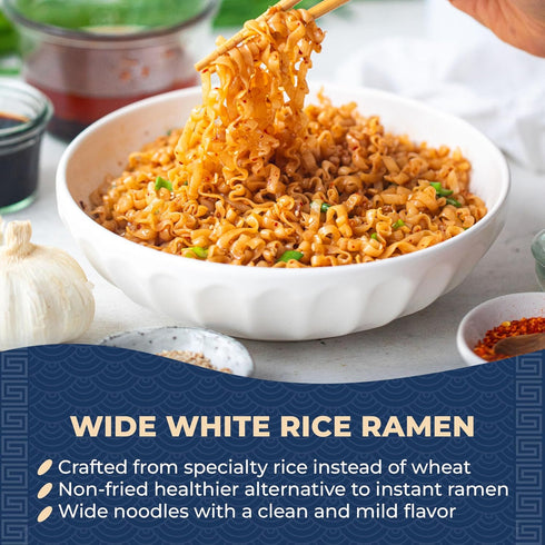 10 oz 4 Pack (Pack 6) Lotus Foods Wide White Rice Ramen Noodles - Gluten Free & Organic Wide Rice Noodles for Soup