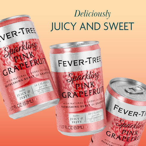 5.1 oz Pack 24 Fever-Tree Sparkling Pink Grapefruit Premium Soda Mixer for Cocktails and Mocktails, fl Cans