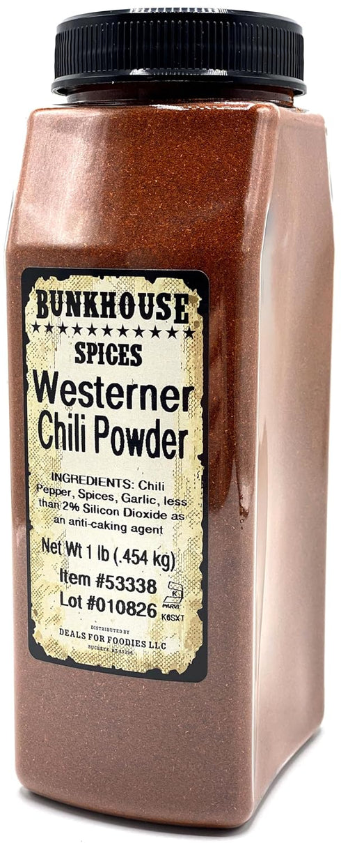 16 oz, BUNKHOUSE Westerner Salt Free Chili Powder, Seasoning with Garlic and Spices for BBQ Rubs, Tex-Mex