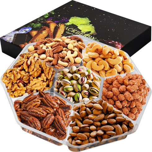 Gourmet Mixed Nuts Gift Basket in Black Gift Box (7 Assortments) Arrangement