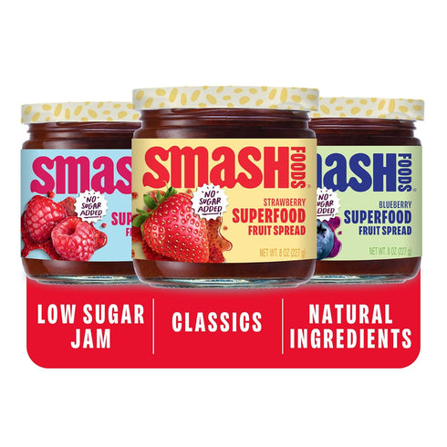 Smash Foods Jam Variety 3-Pack Classics | No Sugar Added, Naturally Sweet