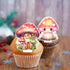 iPartyFun 48Pcs Summer Mushroom Theme Cupcake Toppers mushroom Birthday Party Decorations Woodland Cake Topper