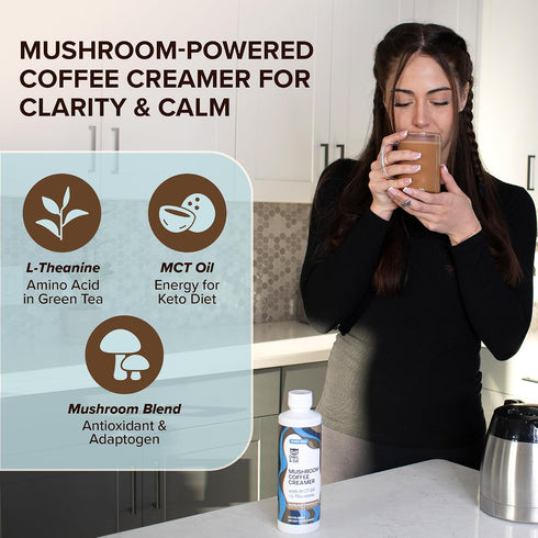 30 Mushroom Coffee Creamer with MCT Oil Blend & L-Theanine | MCT Coffee Creamer, Keto Coffee Creamer, Dairy Free, Sugar