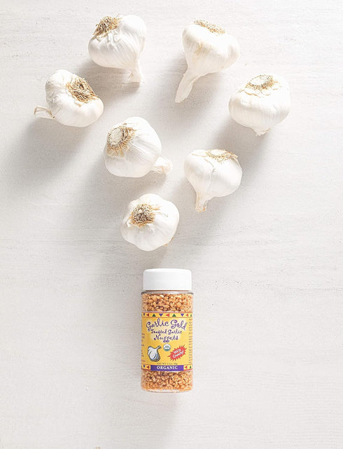 Garlic Gold Toasted Garlic Nuggets, Crunchy Roasted Garlic Seasoning, USDA Organic Salad Topper, 2.1 Ounces, 2 Pack