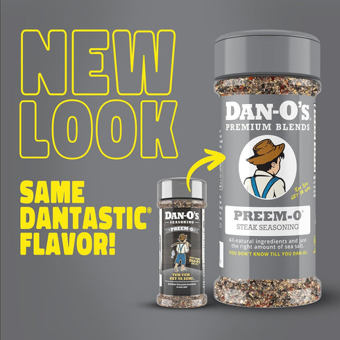 2.5 oz Dan-O's Preem-O Seasoning, Bottle, Meat Seasoning for Steak, Ribs, Chicken, Brisket and More, Sugar Free, Zero