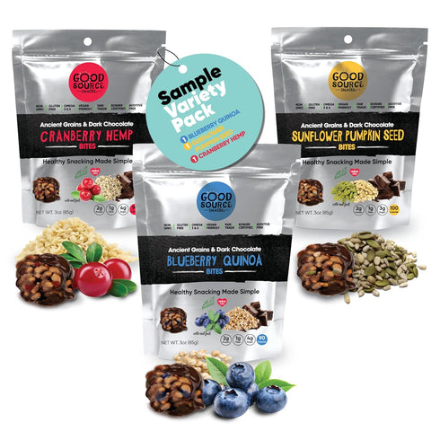 Good Source Snacks Dark Chocolate Bites & Ancient Grains, Sample Variety 3