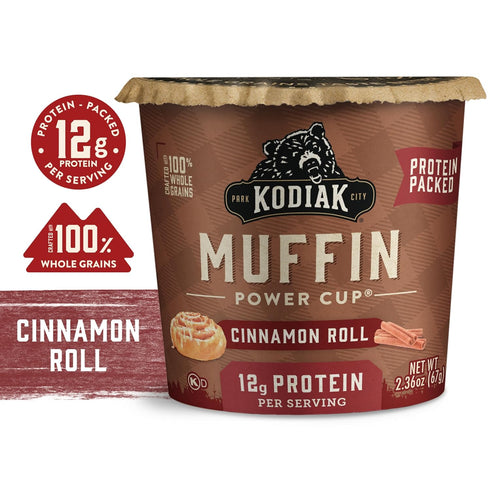 2.36 Oz (Pack 12) Kodiak Cakes Minute Muffins, Cinnamon Roll