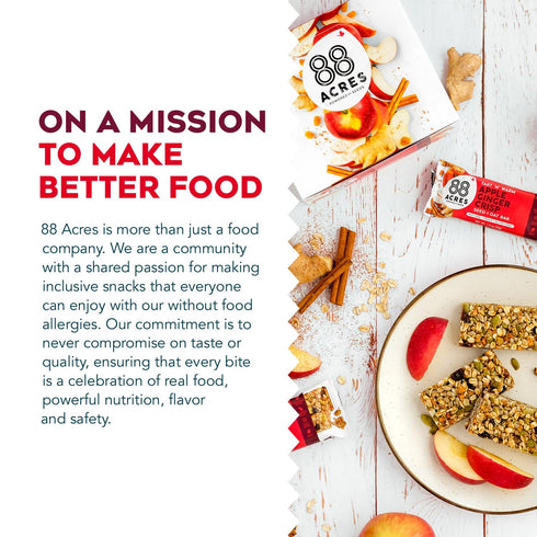 88 12 Count, Acres Granola Bars, Apple Ginger Crisp, School Safe, Allergen Free Seed & Oat Snack Bar, Gluten & Nut