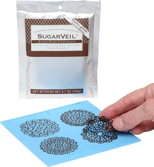 SugarVeil Medallion Topper Mat with Chocolate SugarVeil Icing