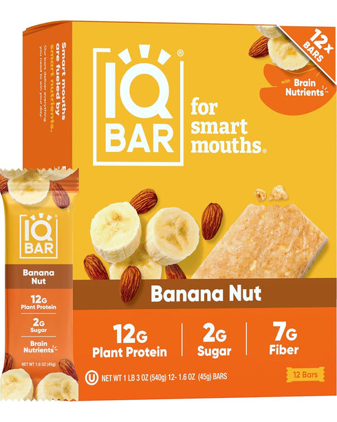 IQBAR Clean Plant Protein Bars - Banana Nut - 12 Count -