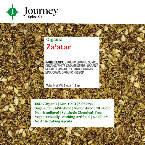 Set 5 oz. Gourmet Organic Zaatar Spice Blend Gift by Journey Spice Co. | Sumac, Sesame Seeds, Oregano, Marjoram, Hyssop