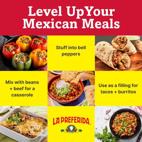 ingredients,15 oz (Pack 6) La Preferida Canned Spanish Rice - Quick & Easy, Robust Sauce of Tomatoes, Bell Pepper