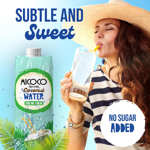100% 16.9 Oz (Pack 12) MICOCO Coconut Water, No Added Sugar, Pure, Naturally Hydrating and Electrolyte-Rich, Made from
