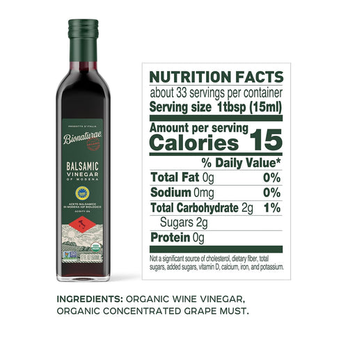 6%, 100% 17 Oz Bionaturae Vinegar Balsamic - Organic Balsamic Vinegar, Modena Balsamic Vinegar, Acidity USDA Certified