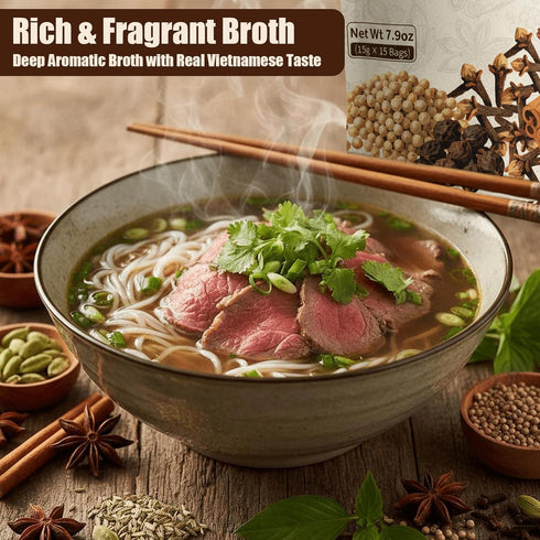 Nahasahr 7.9oz 15 Packs Pho Bac Spice Seasoning, Authentic Vietnamese Pho Broth Spice Blend, Rich Aromatic