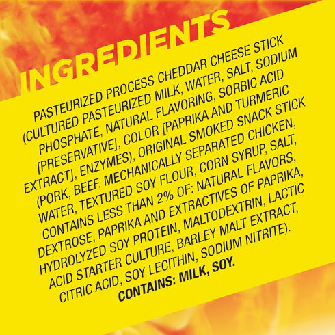 5g 0.9 oz. (10 Count) Slim Jim Beef 'N Cheese Smoked Meat Sticks, Original Flavor, Protein Per Serving, Snack Size