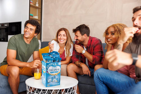 24 1 oz packs. 5g 120 The Happy Snack Company Crunchy Chickpeas Sea Salt & Balsamic Vinegar flavor x Plant Based