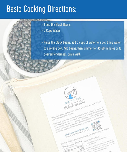 4 lb CLEAR CREEK Washington State Grown Black Beans | | Project Non-GMO Verified | Vegan | Kosher | Non-Irradiated |